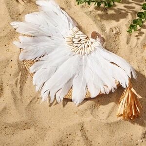 Elegant Feather and Shell Clutch